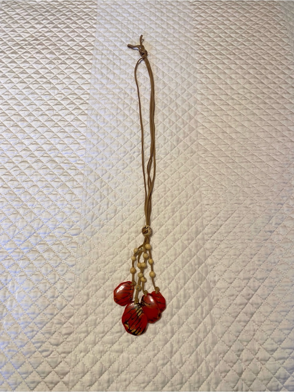 Handmade Red Bead Pendant Necklace - Women Jewelry